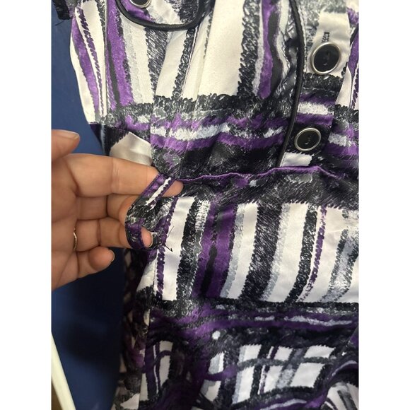 HeartSoul Y2K Baby Doll Blouse S Purple/Black/White Plaid Print Button Front Sho - Picture 4 of 5